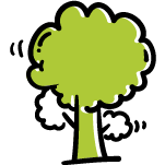 Hand drawn tree with green leaves