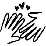 Hand drawn hands holding three red hearts