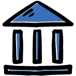 Hand drawn capital building colored blue
