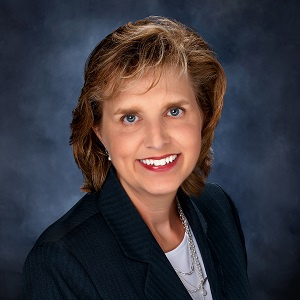 Shelley Evans in a suit